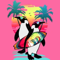 Women's Design By Humans Penguin Summer Vacation By Clingcling Racerback Tank Top