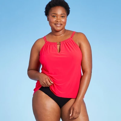 Women's UPF 50 High Neck Keyhole Tankini Top - Aqua Green® - Image 2