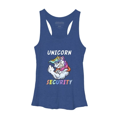 Women's Design By Humans Halloween Dad Mom Daughter Adult Costume - Unicorn Security By MINHMINH Racerback Tank Top - Image 7