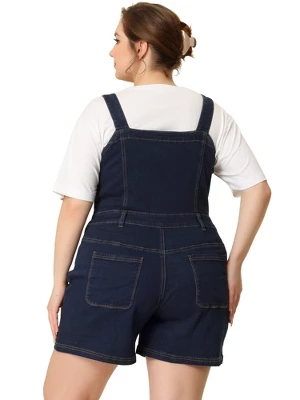 Agnes Orinda Women's Plus Size Denim Shortall Button Jeans Short - Image 3