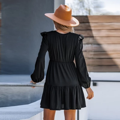 Women's Ruffled Long Sleeve Mini Dress - Cupshe - Image 4