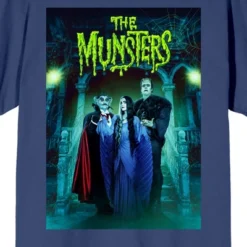 The Munsters Rob Zombie Remake Key Poster Art Crew Neck Short Sleeve Navy Women's T-shirt
