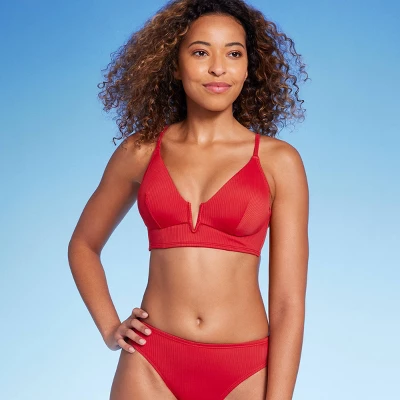 Women's Ribbed Longline V-Wire Bikini Top - Shade & Shore™ - Image 11