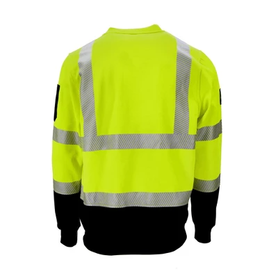 RefrigiWear High Visibility Hi Vis ANSI Type R, Class 3 Breathable Safety Crewneck Sweatshirt With Reflective Tape - Image 2