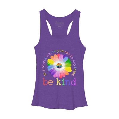Women's Design By Humans In A World Where You Can Be Anything Be Kind Lgbt By DragonTee Racerback Tank Top - Image 6
