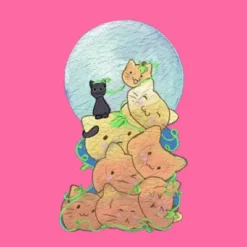 Women's Design By Humans Cat Pumpkin Pile By AwkwardDragon Racerback Tank Top