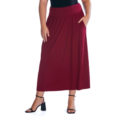Womens Plus Size Foldover Maxi Skirt With Pockets - Image 4