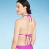 Women's Macramé Detail Halter Triangle Bikini Top - Shade & Shore™ Purple