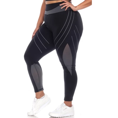 White Mark - Plus Size High-Waist Reflective Piping Fitness Leggings