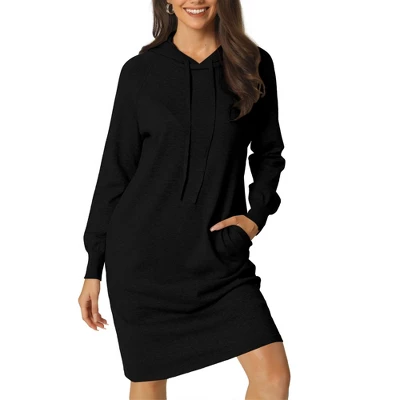 Seta T Womens' Casual Pullover Sweatshirt Long Sleeve Hoodie Dress With Pockets - Image 5