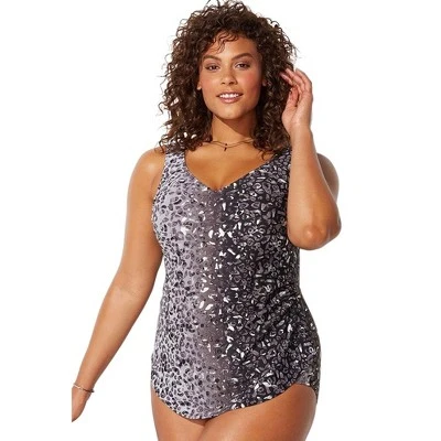 Swimsuits For All Women’s Plus Size Sarong Front One Piece Swimsuit - Image 7