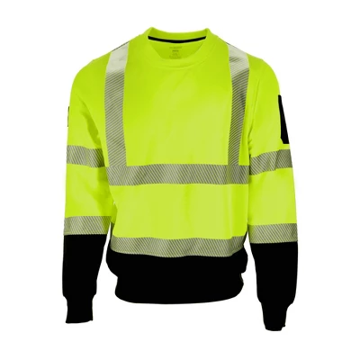 RefrigiWear High Visibility Hi Vis ANSI Type R, Class 3 Breathable Safety Crewneck Sweatshirt With Reflective Tape - Image 6