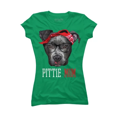Junior's Design By Humans Mother's Day Pittie Mom Pitbull Dog Lovers By Dandingroz T-Shirt - Image 6