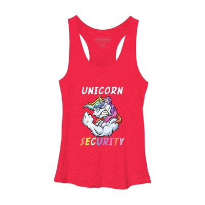 Women's Design By Humans Halloween Dad Mom Daughter Adult Costume - Unicorn Security By MINHMINH Racerback Tank Top - Image 6