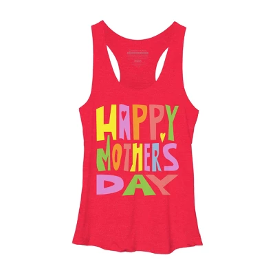 Women's Design By Humans Happy Mother's Day Colorful Text By Yunta Racerback Tank Top - Image 4