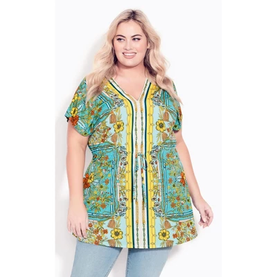 Women's Plus Size Selina Scarf Tunic - Turquoise | AVENUE - Image 9