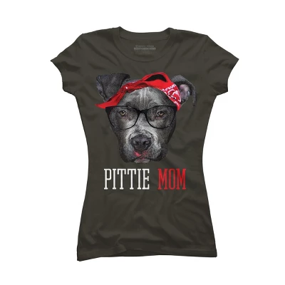 Junior's Design By Humans Mother's Day Pittie Mom Pitbull Dog Lovers By Dandingroz T-Shirt - Image 4