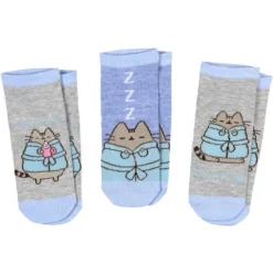 Pusheen The Cat So Relaxed No Show Ankle Socks Size 5-9 - 3 Pair Blue