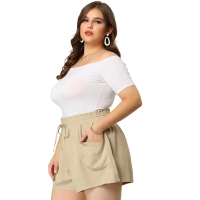 Agnes Orinda Women's Plus Pants Casual Drawstring Waist Shorts With Front Pokcets - Image 3