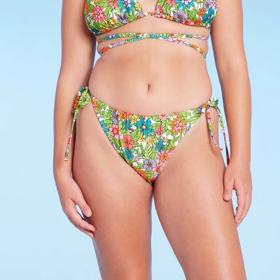 Women's Side-Tie Adjustable Coverage Ultra High Leg Bikini Bottom - Wild Fable⢠Floral Print - Image 3