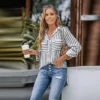 Women's Striped Button-Front Pocket Shirt - Cupshe
