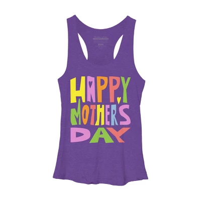 Women's Design By Humans Happy Mother's Day Colorful Text By Yunta Racerback Tank Top - Image 3