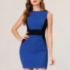 Allegra K Women's Work Sleeveless Contrast Color Bodycon Sheath Dresses