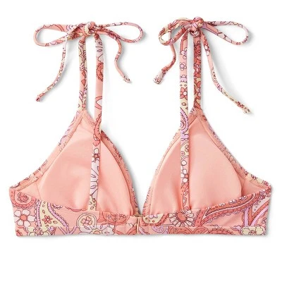 Women's Shoulder Tie Bralette Bikini Top - Wild Fable™ Peach Paisley Print - Image 6