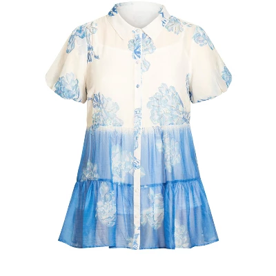 Women's Plus Size Shion Tiered Shirt - Ivory | ARNA YORK - Image 2