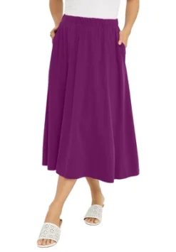 Jessica London Women’s Plus Size Soft Ease Midi Skirt