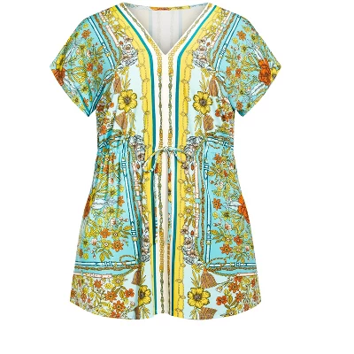 Women's Plus Size Selina Scarf Tunic - Turquoise | AVENUE - Image 2