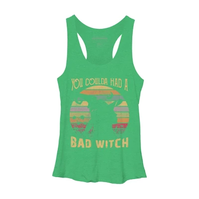 Women's Design By Humans Halloween Funny You Coulda Had Bad Witch By Ering Racerback Tank Top - Image 9