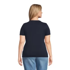 Lands' End Women's Cotton Rib Short Sleeve Crewneck T-shirt