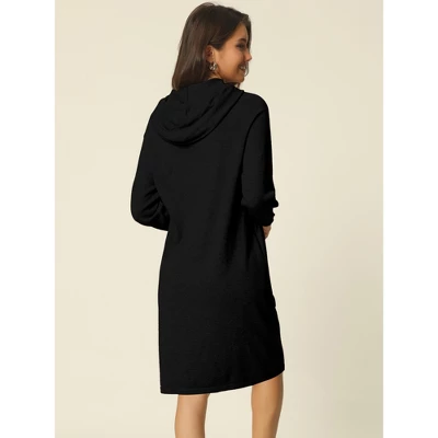 Seta T Womens' Casual Pullover Sweatshirt Long Sleeve Hoodie Dress With Pockets - Image 3