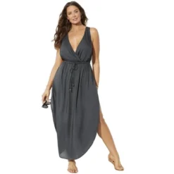 Swimsuits For All Women’s Plus Size Tenley Surplice Cover Up Maxi Dress
