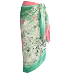 Shiraleah Pink And Green Tropical Print Pareo