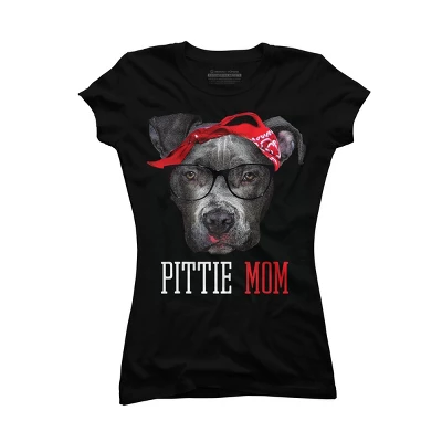 Junior's Design By Humans Mother's Day Pittie Mom Pitbull Dog Lovers By Dandingroz T-Shirt - Image 2
