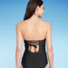 Women's Twist-Front Bandeau Classic One Piece Swimsuit With Tummy Control - Kona Sol™ Black