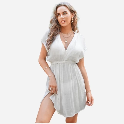 Women's Elastic Beachwear Short Sleeve Cover Up -Cupshe - Image 8