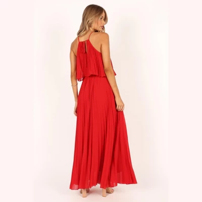 Petal And Pup Womens Gia Pleated Halterneck Maxi Dress - Image 4