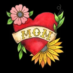 Women's Design By Humans Watercolor Flower Mom Tattoo By Latheandquill Racerback Tank Top