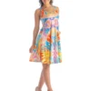 Womens Multicolored Pattern Knee Length Sleeveless Tank Top Dress