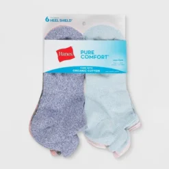 Hanes Pure Comfort Women's Organic Cotton Marled 6pk No Show Tab Casual Socks - Assorted Colors 5-9