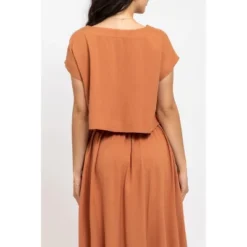 August Sky Women's Short Batwing Solid Top