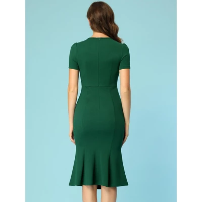 Allegra K Women's Vintage Work Dress Short Sleeve Mermaid Bodycon Dresses - Image 3