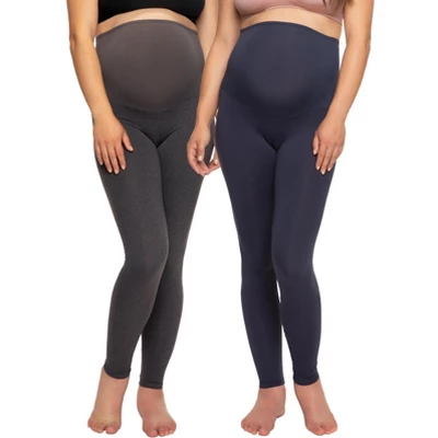 Felina Women's Velvety Soft Maternity Leggings For Women - Yoga Pants For Women, Maternity Clothes - (2-Pack) - Image 5